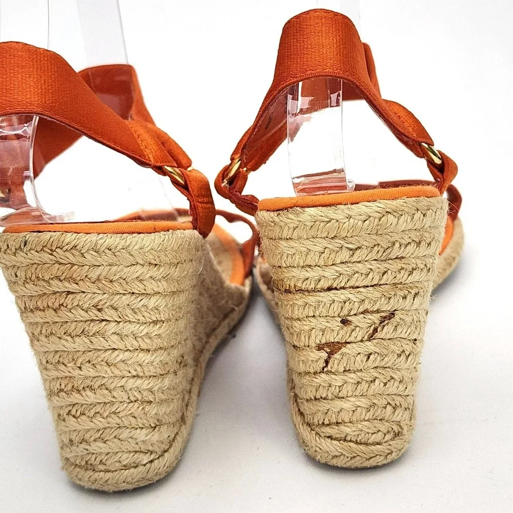 Lauren Ralph Lauren Indigo Espadrille Wedge Sandal Orange 9.5